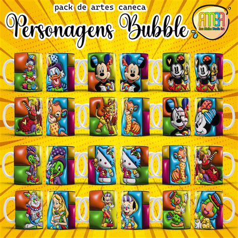 Estampas Personagens Bubble Canecas Ana Melim Studio Art