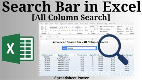 How To Make Search Bar In Excel All Column Search Youtube