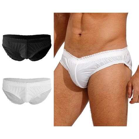 Men S Shiny Bikini Swimwear Low Rise Elastic Briefs Bulge Pouch Underwear Trunks EBay
