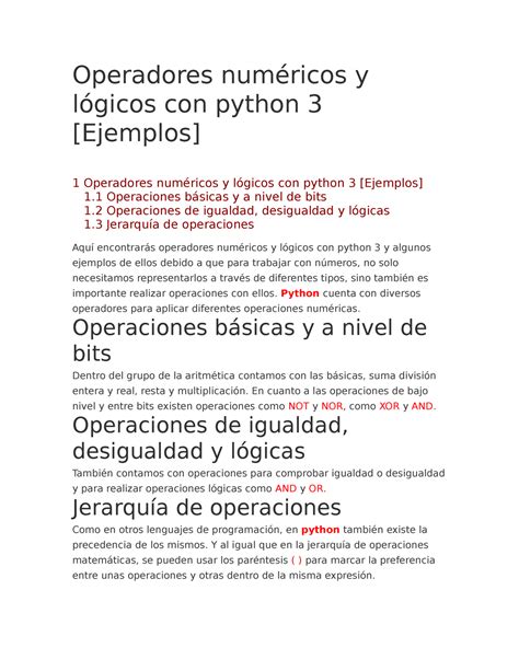 Operadcores Logicos Relaciones Operadores Num Ricos Y L Gicos Con