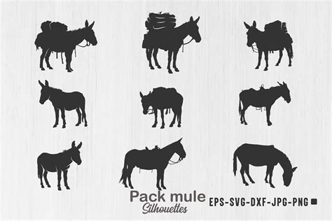 Pack Mule Silhouette, Mule Silhouettes Graphic by Design_Lands ...