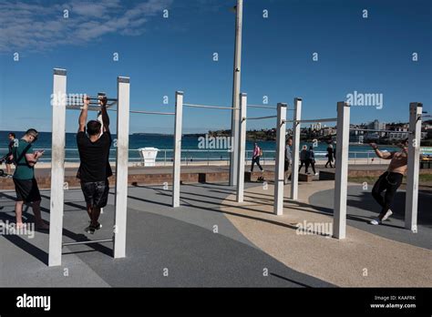 Bondi Outdoor Gym At Bondi Beach In New South Wales Australia Stock