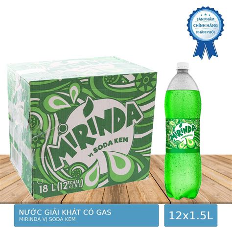 Thùng 12 Chai Nước Ngọt Giải Khát Có Gas Mirinda Vị Soda Kem 1 5L