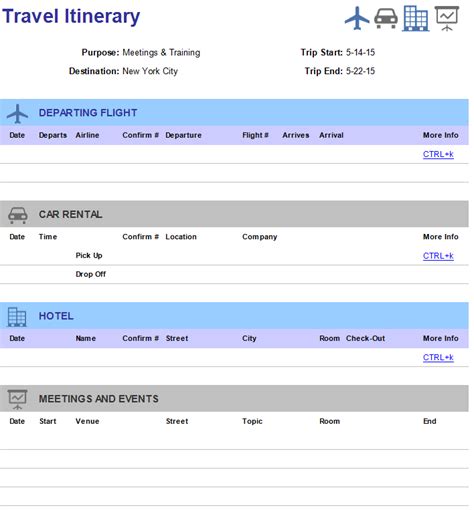 EXCEL of travel-itinerary.xls | WPS Free Templates