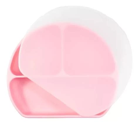 Prato Silicone Divisória Tampa Alimentação Bebe Blw