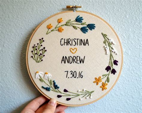 Wedding Embroidery Hoop Custom Marriage Anniversary Etsy Wedding