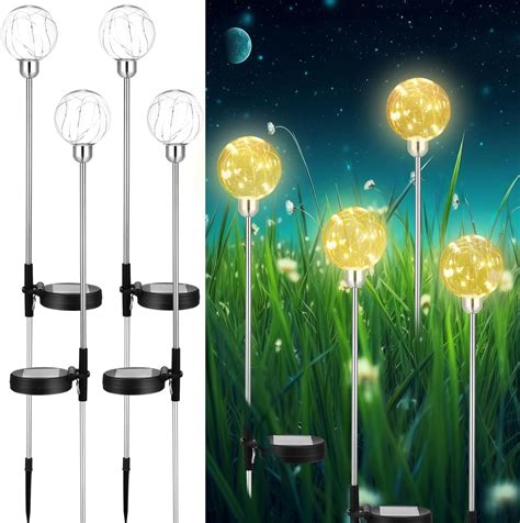 Baquler 4 Pcs Solar Outdoor Lights For Outside Garden Decorative Solar