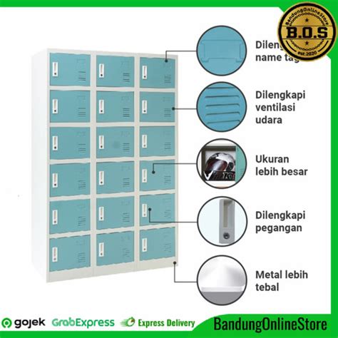 Jual Lemari Loker Besi 18 Pintu Informa Locker Cabinet Karyawan Biru