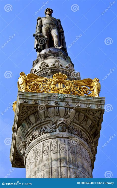 King Leopold I Statue On The Congress Column In Brussels Royalty Free