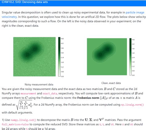 Solved Singular Value Decomposition Is Often Used To Clean Chegg