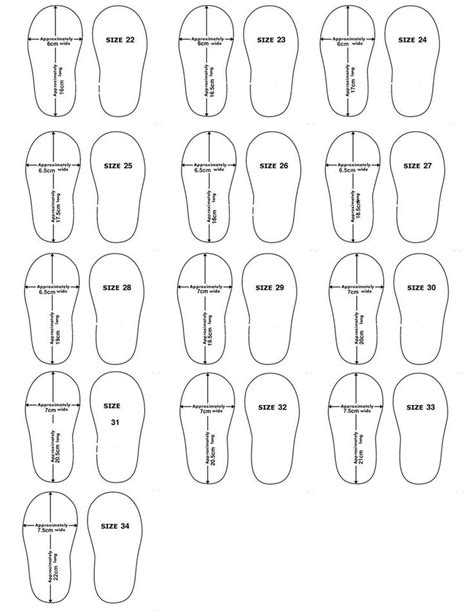 Printable Baby Shoe Size Chart