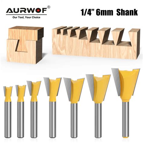 Aurwof Pcs Mm Shank Dovetail Joint Router Bit Set