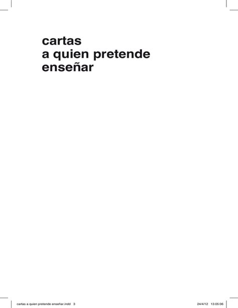 Cartas A Quien Pretende Ense Ar