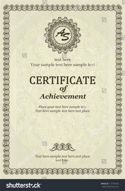 Elegant Classic Certificate Achievement Vintage Frames Stock Vector 112776676 Shutterstock