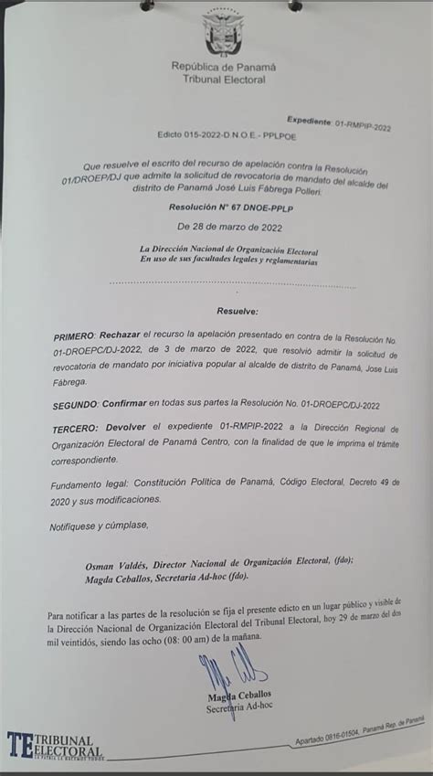 ATENOGENES RODRIGUEZ on Twitter El tepanama rechaza la apelación del