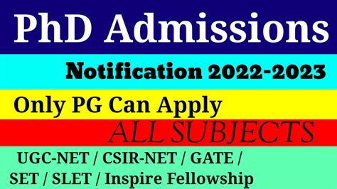 Phd Admission 2023 Phd Admissions Phd Notification 2022 23 Csir Net Ugc Net Latest