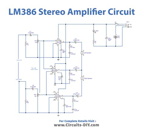 2 Watt Stereo Bridge Amplifier Using LM386