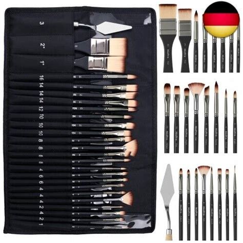 Nicpro 24 Pcs Pinselset Pinsel Für Acrylmalerei Künstlerbedarf Für