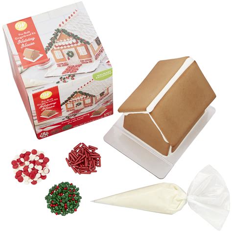 Wilton Pre Built Ready To Decorate Christmas Gingerbread House Kit 6 Piece