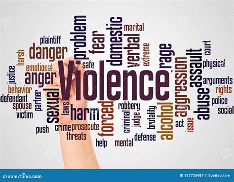 Violence Word Cloud And Hand With Marker Concept Stock Image Image Of Justice Assault 127735487