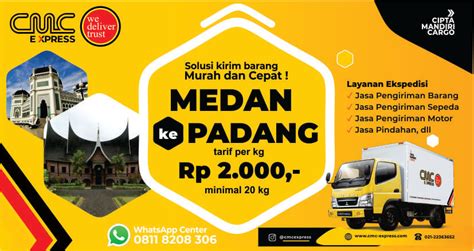 Ekspedisi Medan Ke Padang Murah Tarif 2 000 Per Kg Min 20 Kg 2025