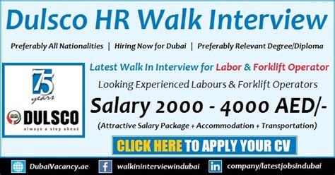 Dulsco Labor And Forklift Operator Jobs Walk In Interview