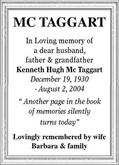 Kenneth Mctaggart Obituary Woodstock Sentinel Review