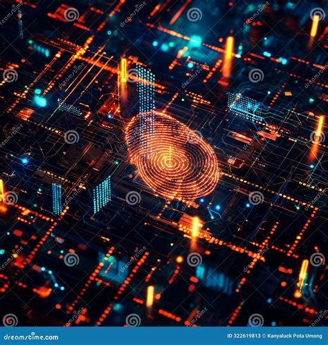 A Glowing Fingerprint In A Digital World, Symbolizing High-tech