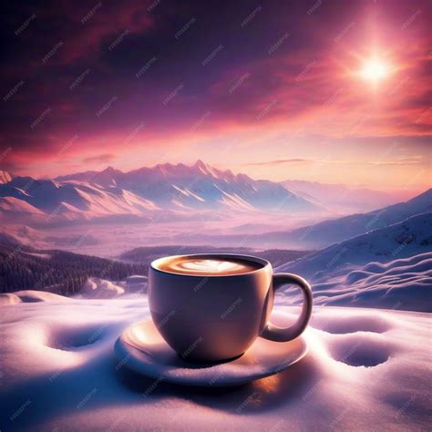 Premium Photo | A cup of coffee in the snow