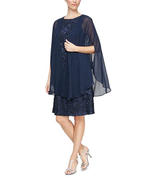 Sl Fashions Chiffon Cape Dress Macys