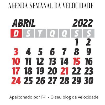 Apaixonado Por F O Seu Blog Da Velocidade Agenda Semanal Da