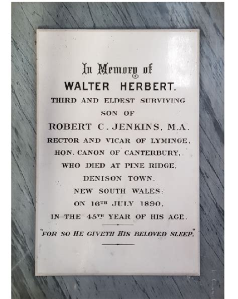 Memorial To Walter Jenkins In Lyminge Parish Church Author S