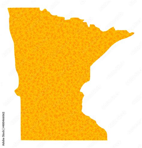 Vector Golden map of Minnesota State. Map of Minnesota State is isolated on a white background ...