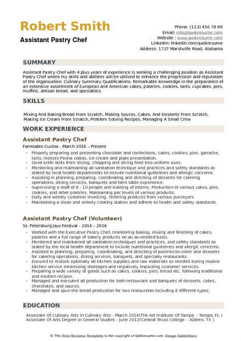 Pastry Chef Resume Sample