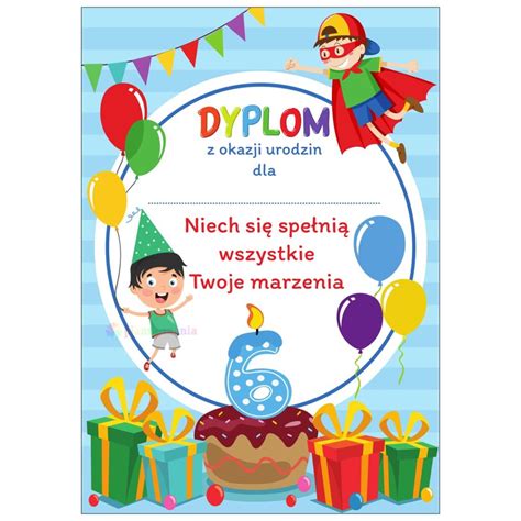 Dyplomy urodzinowe PDF materiały pomoce plansze edukacyjne dla dzieci