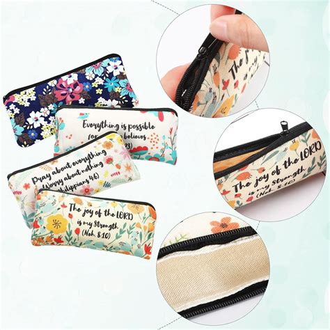 4 Pieces Inspirational Bible Verse Pencil Pouch Christian Case