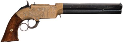 At Auction Factory Engraved Volcanic Lever Action Navy Pistol