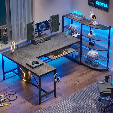 Sedeta L Shaped Computer Desk 65 U Shaped Office Desk Gaming Desk