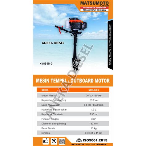 Jual Mesin Tempel Outboard Motor Matsumoto Mob G Marine Outboard