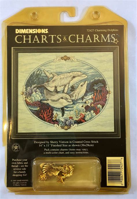 Dimensions Charts Charms Charming Dolphins Vintage Etsy