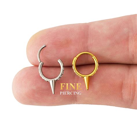 Piercing Argola De Tit Nio Spike Cravejada Para Orelha Fine Piercing