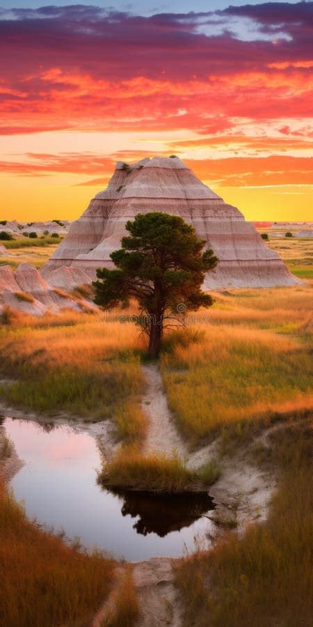 Serene Sunset Over British Badlands Traditional Landscape In K Uhd