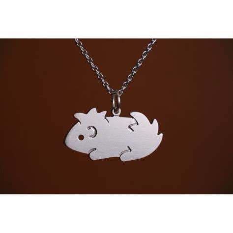 Sterling Silver Hand Detailed Abysinian Guinea Pig Necklace