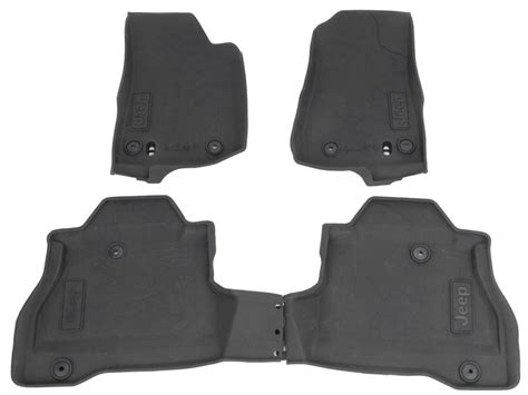 Authentic Mopar All Weather Rubber Mats Kit Of Four For Front And Rear Black With Black Jeep