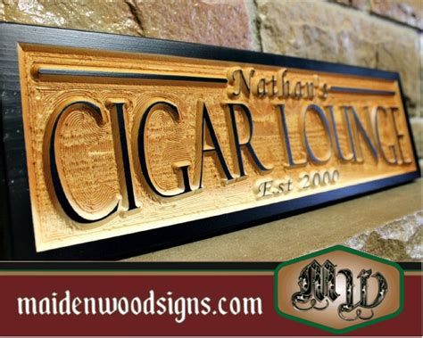 Personalized Cigar Lounge Sign | Carved Wood Signs