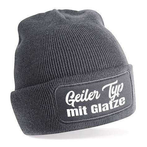 Beanie Strickm Tze Mit Spruch Geiler Typ Mit Glatze Farbwahl