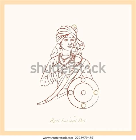 Rani Lakshmi Bai Line Drawing Illustration Stock Vector (Royalty Free ...