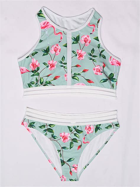 Costume Da Bagno Bikini Verde Chiaro Per Donna Costumi Da Bagno Sexy Estivi Con Scollo Gioiello