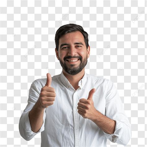 Un Hombre Con Camiseta Blanca Con Gesto De Pulgar Hacia Arriba Png