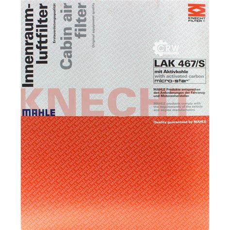 MAHLE KNECHT Set Filterpaket Innenraumfilter LAK 467 S Luftfilter LX